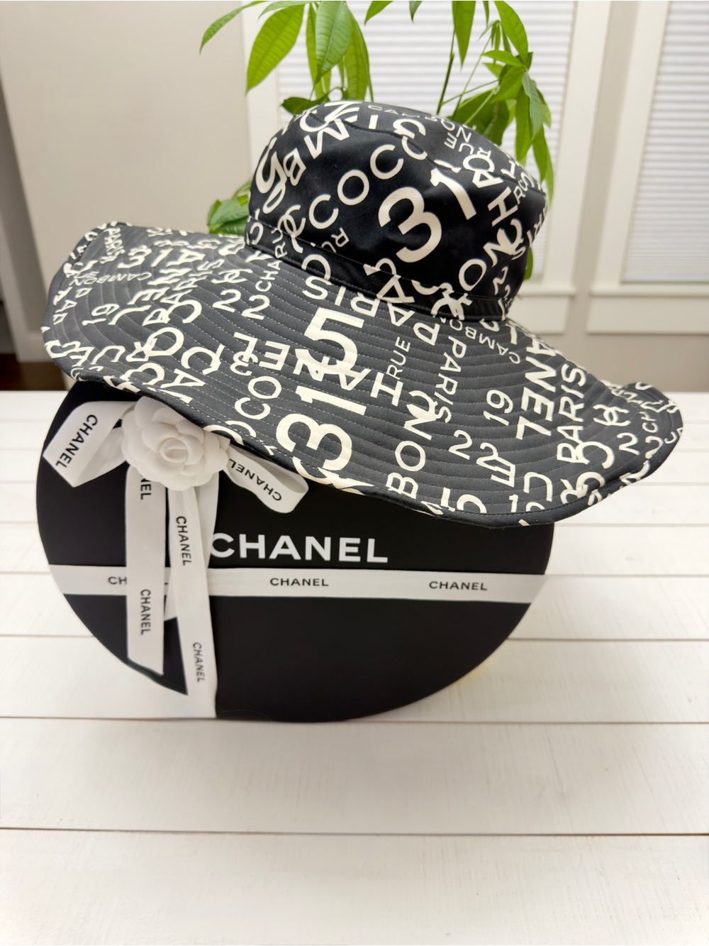 Vintage Chanel COCO Rue 31 Sun Hat & Box
